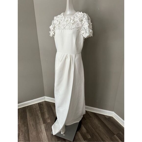 SACHIN & BABI Marist Gown - Ivory Crepe Embroidered Gown - Picture 13 of 14